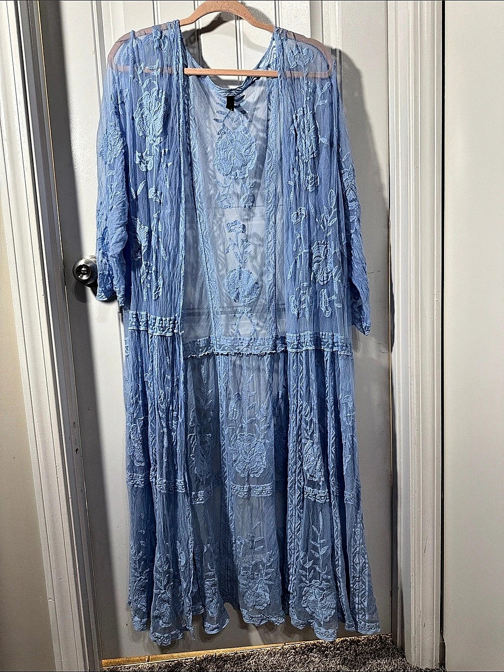 Lane Bryant Blue Floral Lace Maxi Duster Size 38/40